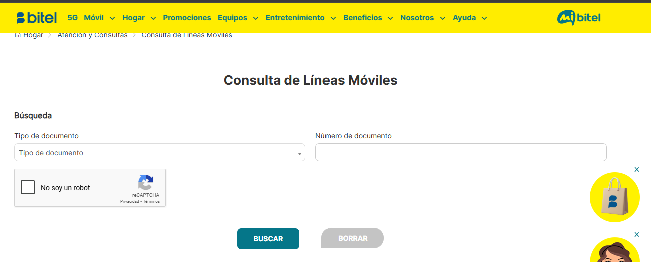 Imagen Bitel consulta de líneas
