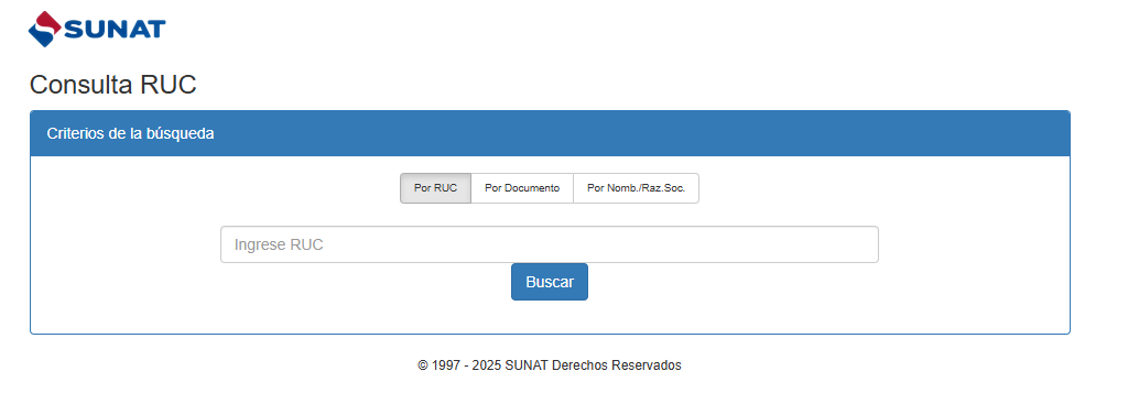 Imagen guía RUC SUNAT